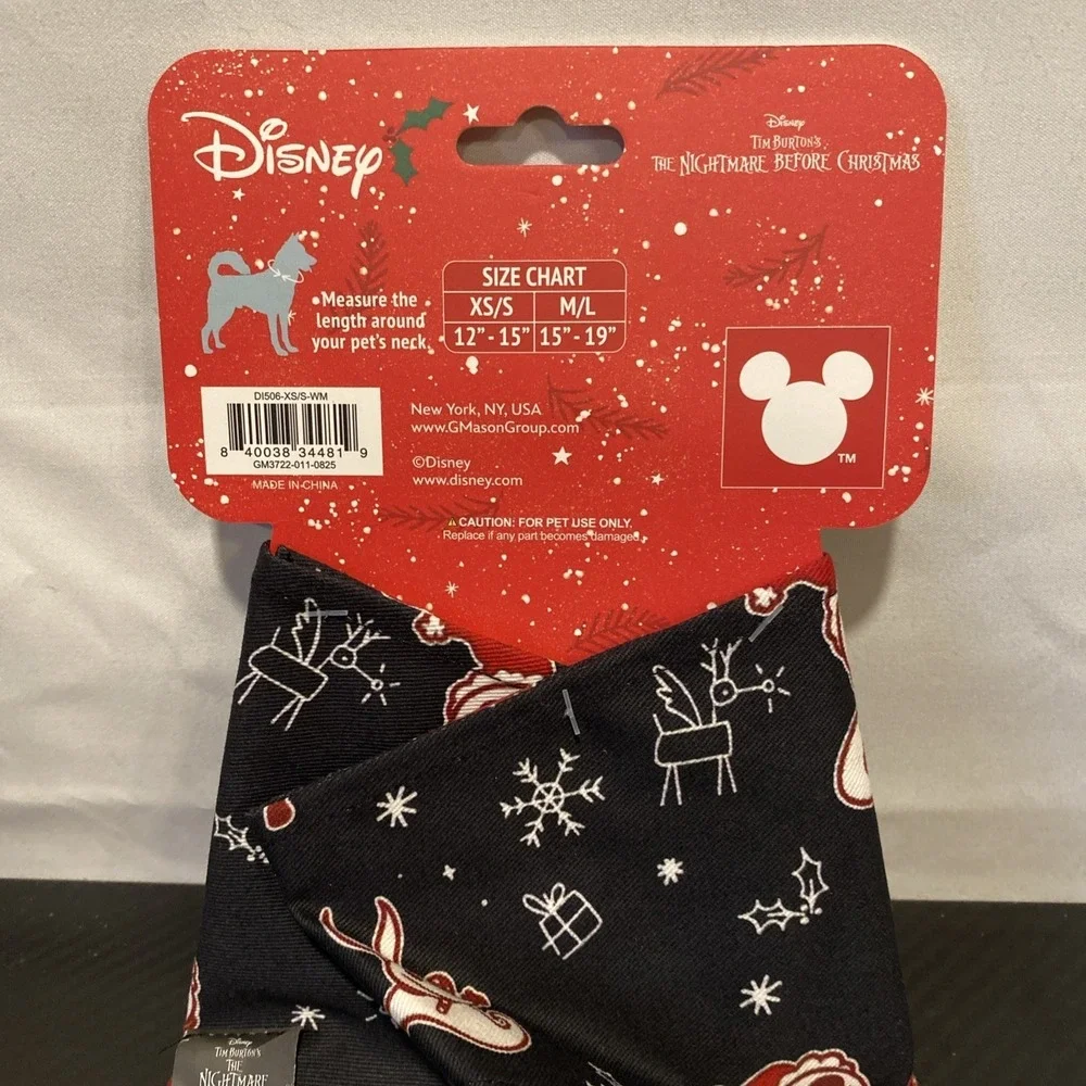 Disney The Nightmare Before‎ Christmas Holiday Pet Bandana XS/S  12-15